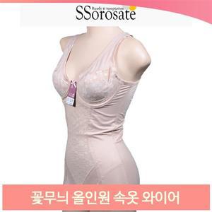 꽃무늬 올인원 속옷 와이어 노몰드 보정 런닝 어깨끈
