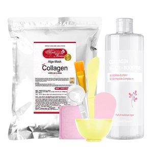 [메디플라워]대용량 모델링팩 스타터팩 콜라겐 1kg+팩도구 6종+콜라겐 멀티 부스터 500ml