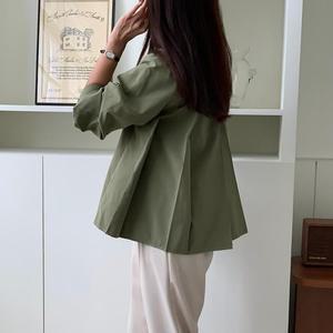 여자 플리츠 A라인 오버핏 가을 긴팔 셔츠 남방