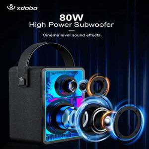 메모리 1972 투명 무선 서브우퍼 휴대용 스피커 80W 블루투스 베이스 강력한 HIFI