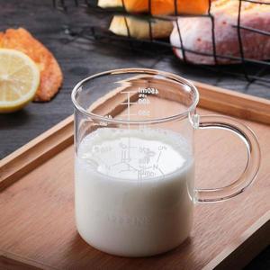 계량 투명 붕규산염 머그잔 측정 컵 체중계 450 ml 대용량 유리 커피 카푸치노 티용 전자