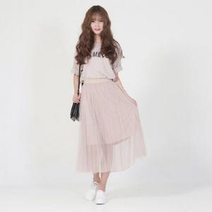 피노크 레이스 롱스커트 봄 여름 패턴 캐쥬얼 치마