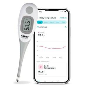 바이브 정밀 스마트 성인 아기를 위한 FSA /HSA 승인 체온 측정기 가정용 앱이 포함된 디지털 발열 모니터 혀 아래 및 직장 내 사용 가능