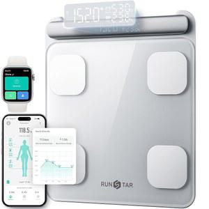 체중 및 지방 비율을 위한 런스타 스마트 체중계, BMI, 체지방 및 근육량을 28체 구성으로 하는 8전극 디지털 욕실 체중계 및 인쇄 가능한 신체 분석 보고서