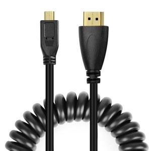 UCEC 마이크로 HDMI에서 HDMI 케이블, 3.2피트 코일형 Raspberry pi 4 캠코더 모니터 레코더 4k 1080P 3D용 GoPro Hero 7용 접이식 마이크로에서 카메라 케이블