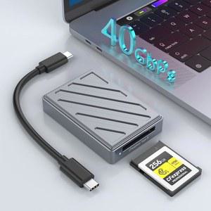CFExpress 유형 B 카드 리더, USB4.0 40Gbps CF Express 초전송 속도 및 대용량 데이터 저장 지원, 영화 제작자, 사진작가를 위한 금속 휴대용 어댑터