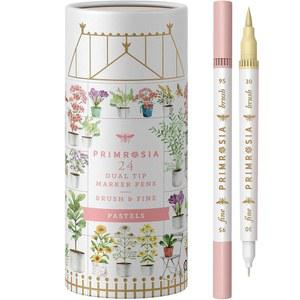 Primrosia 24 파스텔 듀얼 팁 마커, 파인 및 브러시 펜. 미술, 일러스트레이션, 드로잉, 캘리그라피 총알 저널에 적합합니다