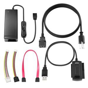 하드 드라이브 디스크 HDD 2.5인치 3.5인치 3.5인치용 AGPTEK SATA /PATA /IDE 드라이브-USB 2.0 어댑터 변환기 케이블, 외장 AC 전원 포함 USB 1.1 /2.0 /3.0과 호환됨