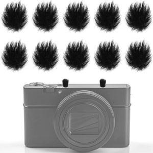 Nezyo 10pcs 카메라 마이크 앞유리 윈드스크린 윈드 머프 내장형 DSLR 실외 및 20pcs 스티커, 블랙, 0.24 x 0.24인치