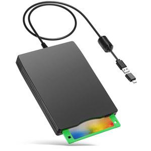 Nice2MiTu 3.5인치 USB 외장 플로피 디스크 드라이브 휴대용 1.44MB FDD 플러그 앤 플레이 PC Windows 10 7 8 XP Vista Mac Black (1P)
