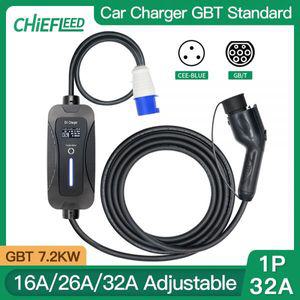 전기차충전기 Chiefleed-차량 충전기 GBT 표준 16A 3.6KW 32A 7.2KW Schuko 또는 CEE 파란색 전원 플러그