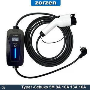 전기차충전기 휴대용 EV 충전기 J1772 EU 플러그 Schuko 16A 3.5kw 유럽 의 Type1 소켓이 있는 PHEV 및 전