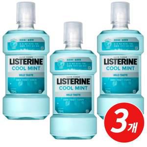 리스테린 부드러운 쿨민트 마일드 순한맛 구강청결제 750ml x 3개 입냄세제거제 가글액 구취제거제 마우스