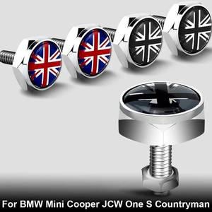 미니쿠퍼 악세사리 BMW JCW 원 S 컨트리맨용 자동차 번호판 프레임 고정 볼트 나사 너트 캡 유니온 잭 엠블