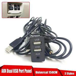 범용 150cm 3 포트 Aux 케이블 패널 차량 대시 플러시 마운트 AUX 듀얼 USB 자동 보트 연장 어댑터