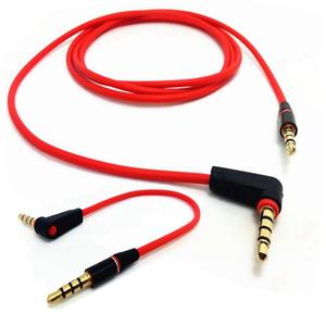 3.5mm 1/8 수-수 4 극 차량 AUX 오디오 코드 케이블 기록 헤드폰 빨간색