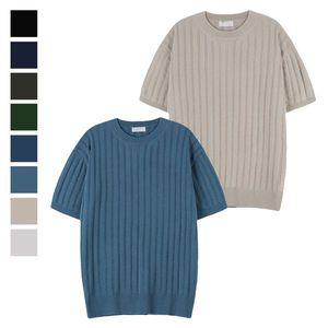 [리빌모아]남자 여름 더블린 골지 린넨 반팔 니트티 SG KNH Q007 블랙_P399236267