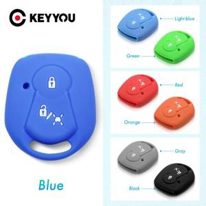 KEYYOU 고무 실리콘 원격 자동차 키 케이스 커버  쌍용 액티언 카이런 렉스턴 키 쉘 키체인  자동차 링 포