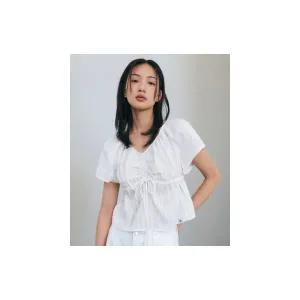 CITYBREEZE 브이넥 셔링 블라우스 탑_3COLORS 722532