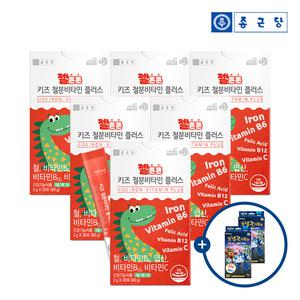 종근당 젤튼튼 키즈 철분 비타민 플러스 30포 6박스 + 로보카폴리 열냉각시트 2박스
