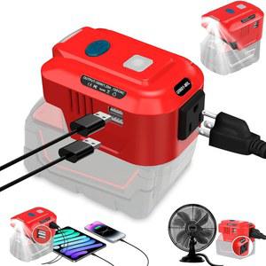 밀워키용 150W 밀워키 M18 18V 배터리 인버터, AC 콘센트 및 LED 조명이 있는 120V 듀얼 USB 폰 충전기 어댑터 탑 오프 발전기(배터리 없음)