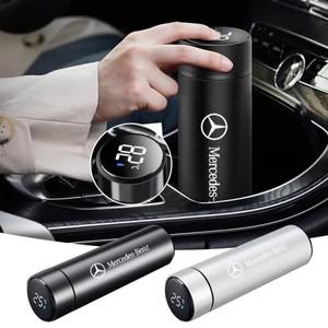휴대용 자동차 스마트 보온병 온도 표시 컵 메르세데스 벤츠 호환 B/C/E/S 클래스 A C200L GLC CLA 500ml