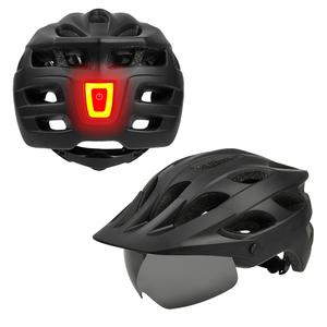 LED 자전거 헬멧 MT-97 경량 안전모 c-type 충전 후미등 라이트 고글 블랙