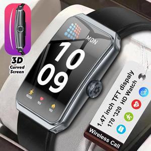 LIGE 2025 1.47 HD 곡선 스크린 Smartwatch 남성 여성 블루투스 통화 AI 음성 피트니스 트래커 스마트 시계