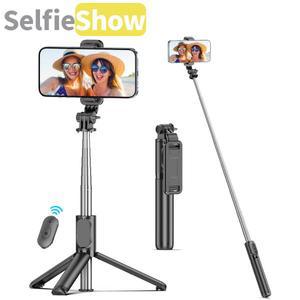 SelfieshowQ01 삼각대 스틱 Monopod 접이식 무선 블루투스 스탠드 iPhone IOS Xiaomi Android 용 Tripe