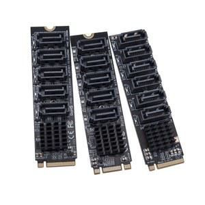 M2 SATA 어댑터 M.2 NGFF NVME SATA3.0 확장 카드 B+M 키 M 키 5 6 포트 SATA3.0 HDD SSD용 6GBPS 컨트롤러 라이저