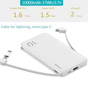 호환 FERISING 케이블 휴대용 10000mAh 보조베터리 USB 외부 팩 배터리 삼성 Xiaomi 충전기 충전