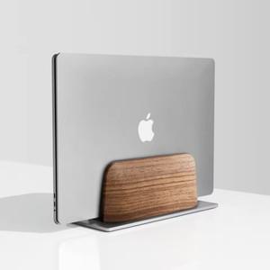 MacBook 표면용 samsung 호환 HP Dell 수직 노트북 스탠드 데스크용 검은색 호두나무 및 알루미늄 홀더