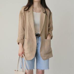 여성 노멀 베이직 원버튼 린넨자켓