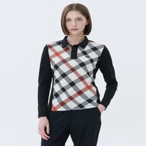 닥스 골프 여성 24SS [스테디셀러]베이직체크스트레치 긴팔폴로티셔츠 (BLACK) WNTS4A901BK