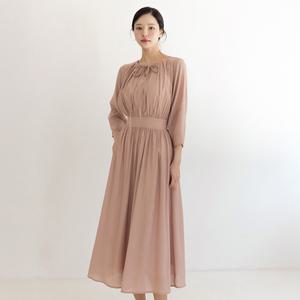 [시크라인] (~XXL까지) 도니타 뒷밴딩 셔링 플레어 원피스 봄 가을 나들이 오피스 하객룩 데이트 모임 미시 빅사이즈
