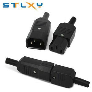 카라비너 스트레이트 케이블 플러그 커넥터 C1 C14 10A 250V 검정색 암수 Rewirable 전원 3 핀 AC