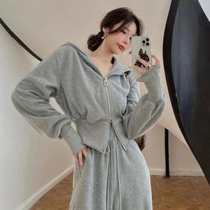 [오노마] ONM 여성 트레이닝 투피스 크롭 후드 와이드 팬츠세트