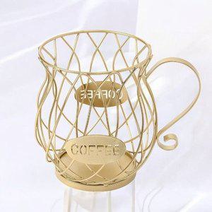 [기타]고품질 게더릭 캡슐커피 보관 바구니 (포트) (골드) 커피보관함 사탕바구니 (WFHSJGY)