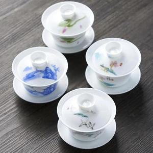Chinese Style Painted Gaiwan Household Tea Kung Fu Cup Portable Maker Perfect Gifts Tool