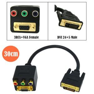 DVI 24+5 M - VGA RCA RGB AV F 케이블 스플리터 1-2 어댑터