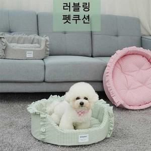 레드퍼피 레이스체크무늬 펫쿠션 애견용품