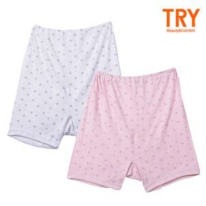 TRY 편한 순면100% 여성 플라워 사각팬티 겸 속바지 빅사이즈 할머니 고쟁이