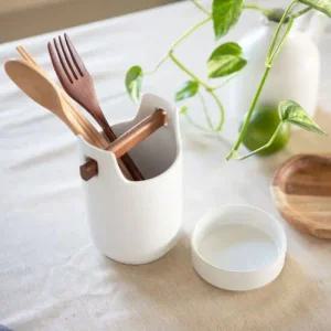 쿠지나인 수저통 도자기 물빠짐수저통 수저정리함