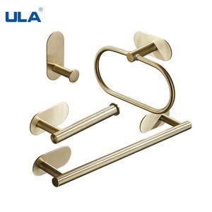 부속품 ULA-골드 블랙 욕실 하드웨어 세트 화장지 홀더 수건 벽걸이 스테인레스 스틸