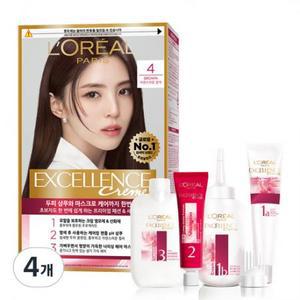 로레알파리 엑셀랑스 크림 염모제 4호 자연스러운 갈색 × 4개