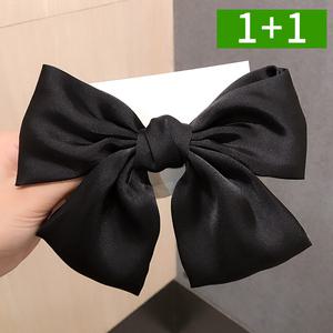 1+1 블랙 왕리본핀 실크 머리핀 리본핀 헤어핀