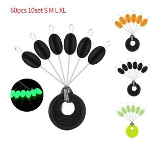 S M L XL 빅 라인 스톱 스페이스 콩 낚시 태클, 바다 잉어 플라이 미끼 도구, 메기 라운드 플로트 볼, 60 개, 10 세트