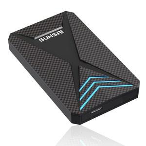Windows, Mac, Xbox Series X, PS4, PS5와 호환되는 SUHSAI 500GB 휴대용 게이밍 외장 하드 드라이브, USB 3.0, 2.5인치 HDD(RGB 라이트 플러그 및 플레이 백업 드라이브 포함) - 블랙
