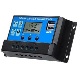 플라잉 라이온 30A12V /24V 태양광 충전 컨트롤러 PWM 패널 레귤레이터(조정 가능한 LCD 디스플레이 듀얼 USB 포트 타이머 설정 자동 매개 변수 포함)
