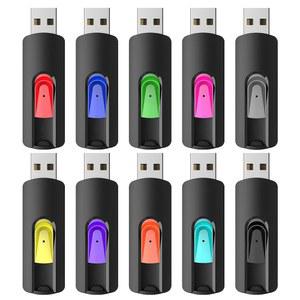 RAOYI 10팩 32GB USB 플래시 드라이브 슬라이드 접이식 메모리 스틱 벌크 2.0 엄지 점프 지퍼 데이터 저장 백업(32G, 10가지 혼합 색상)